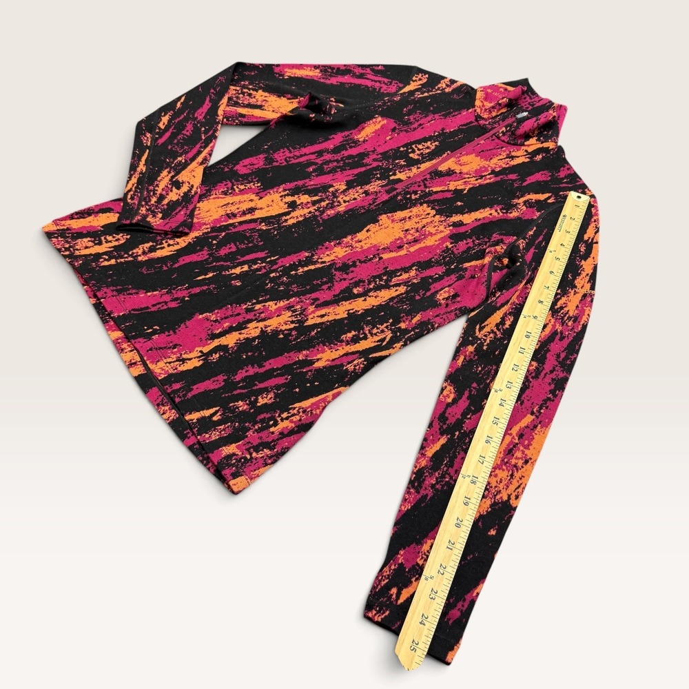 Icebreaker 250 Merino Wool Base Layer 1/4 Zip Top Pink Orange Abstract Womens M - Picture 10 of 10